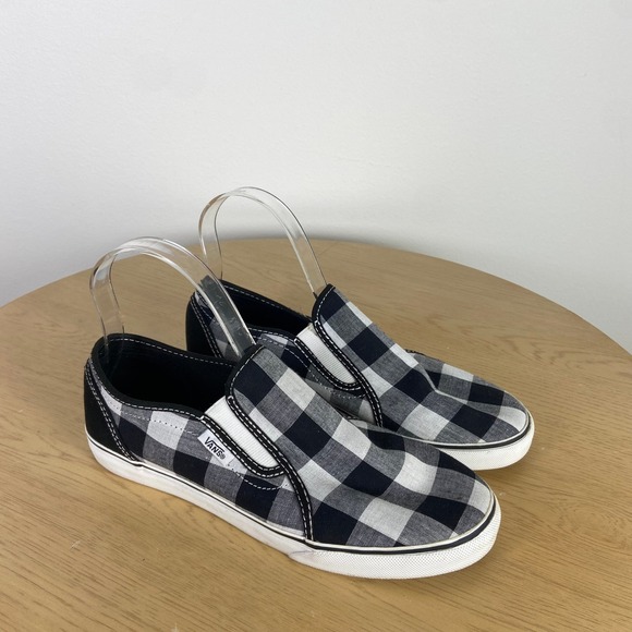 Vans Zoey Slip On Women's 7 Sneakers Black White Buffalo Plaid Canvas Shoes - Picture 1 of 7